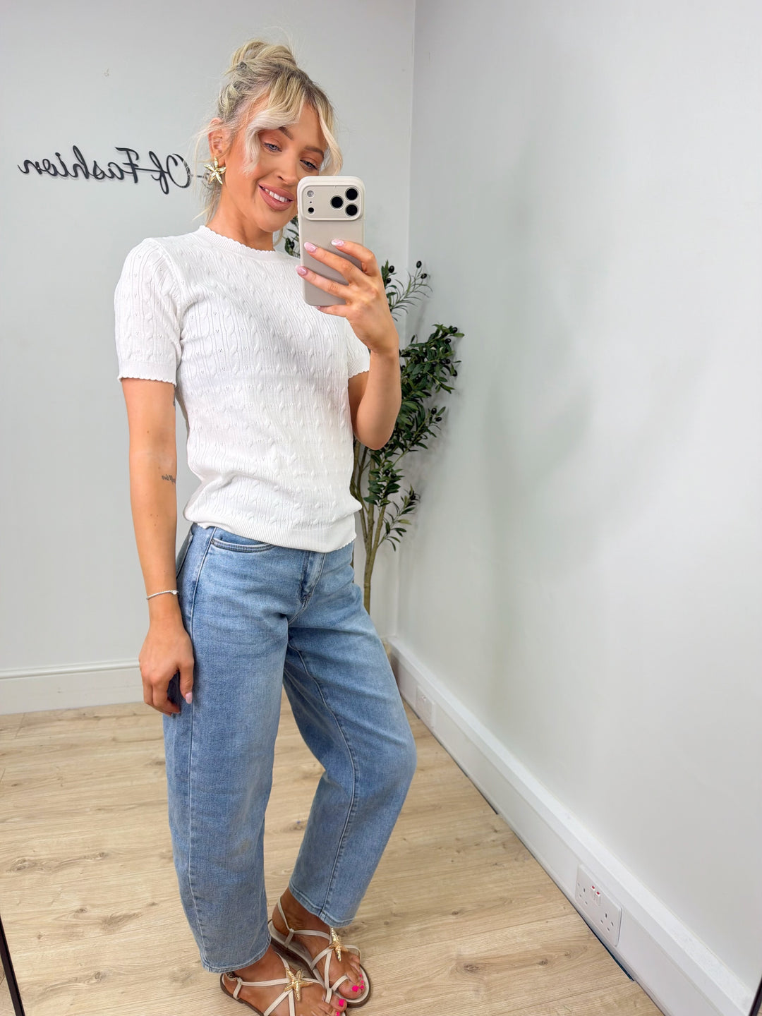 Heart Knit Top - White