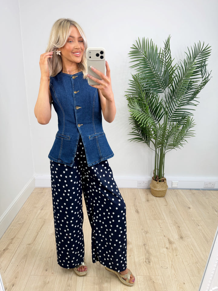 Denim Waist Coat - Dark Wash