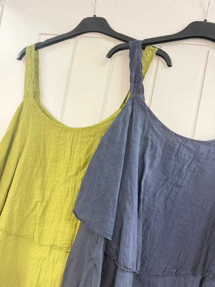 Ruffle Cami Top - Lime or Navy