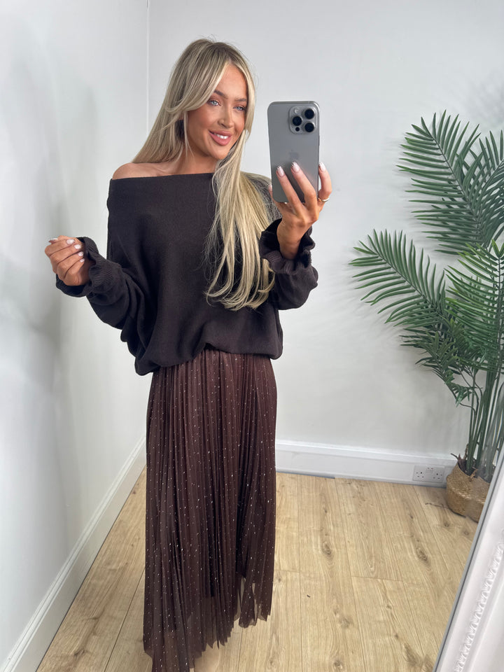 Long Sleeved Jess Knit - Chocolate