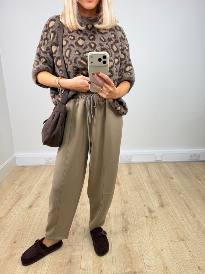 Barrel Leg Joggers - Taupe