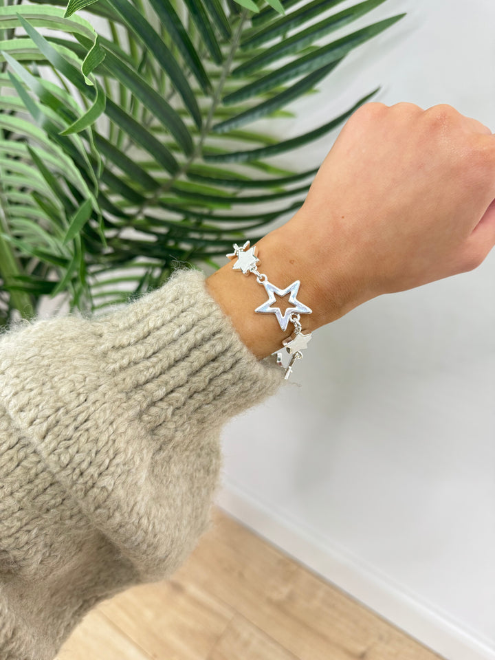 Chunky Silver Star Bracelet