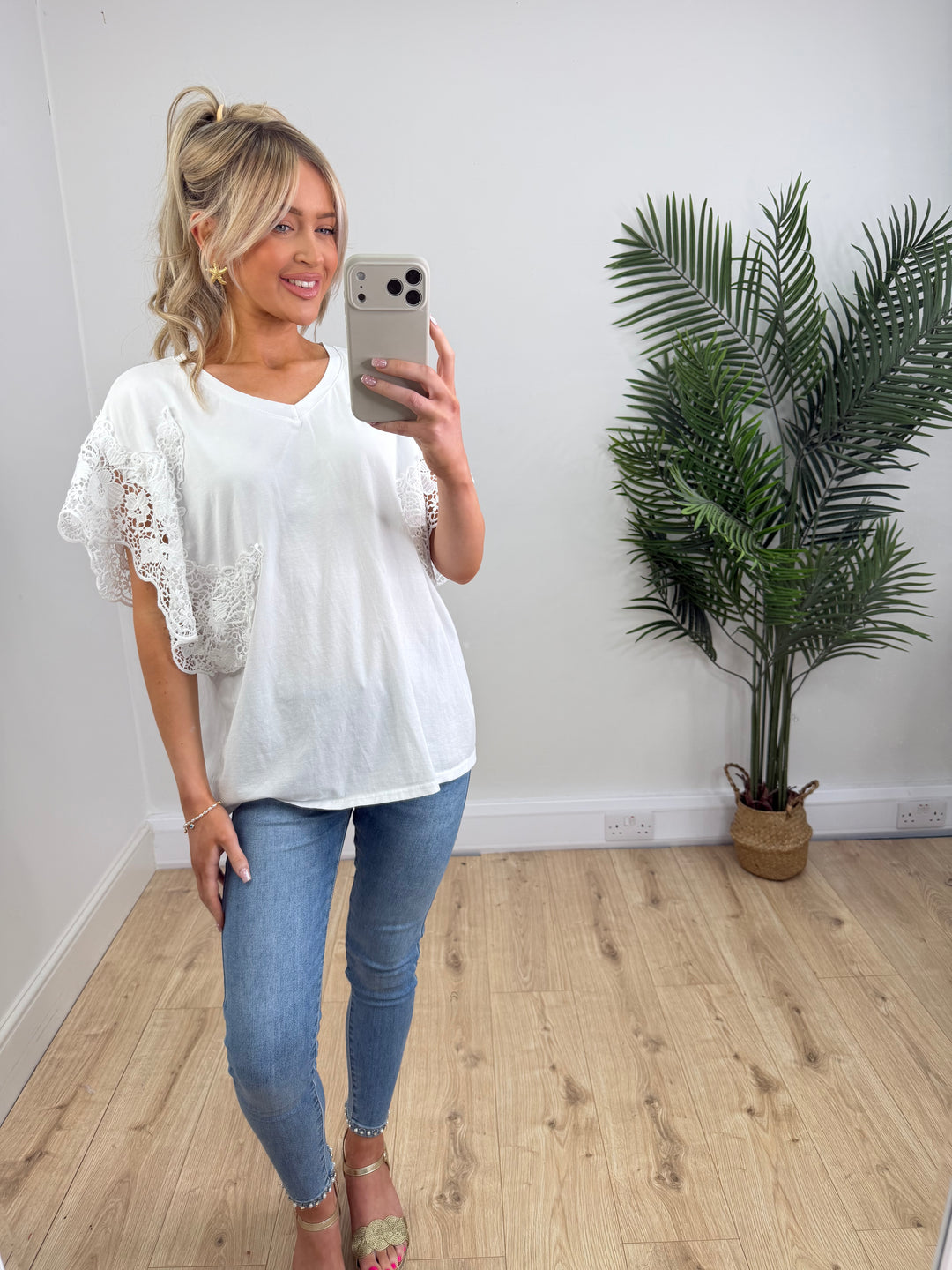 Kady Lace Tshirt - White