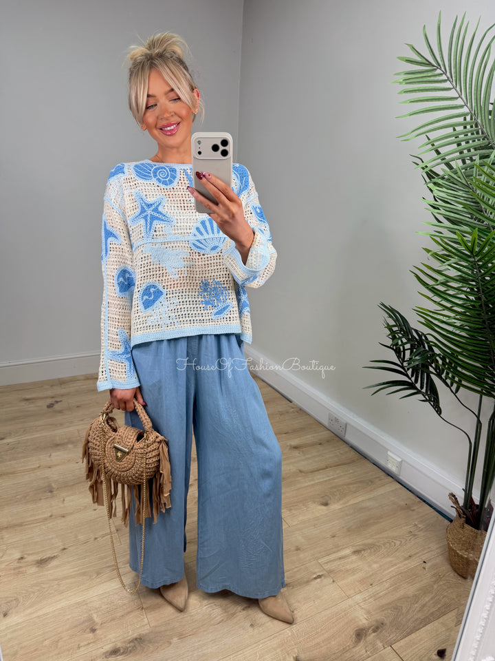 Starfish Crochet Top - Baby Blue