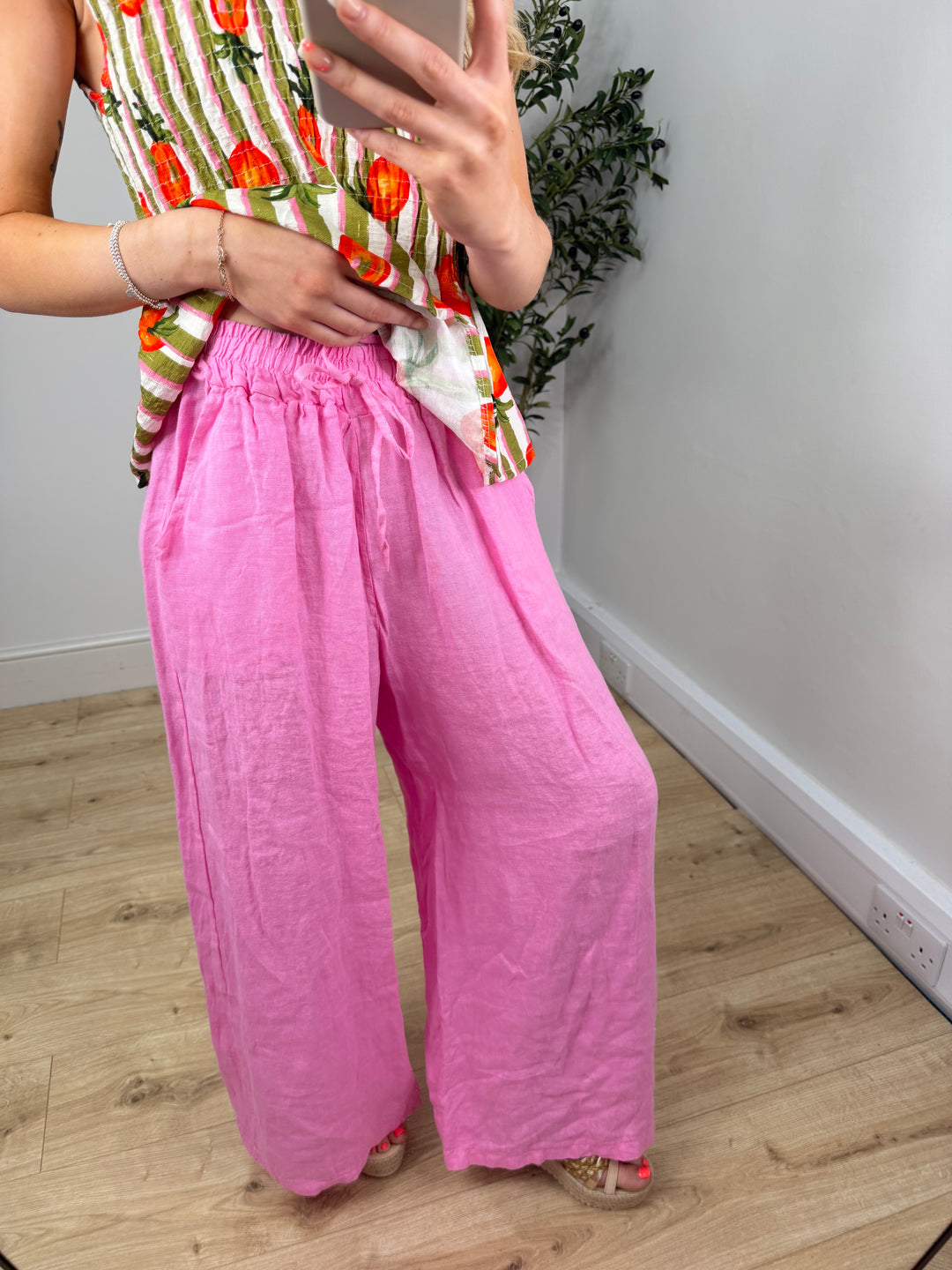 Bambi Linen Trousers - Candy Pink