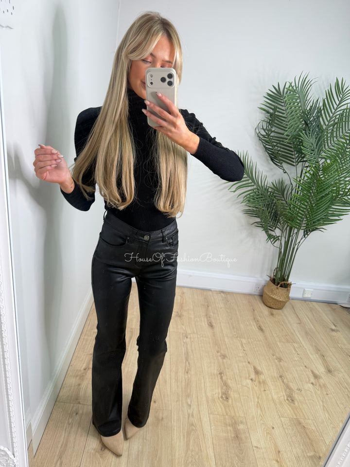 Black Toxic Flare PU Jeans