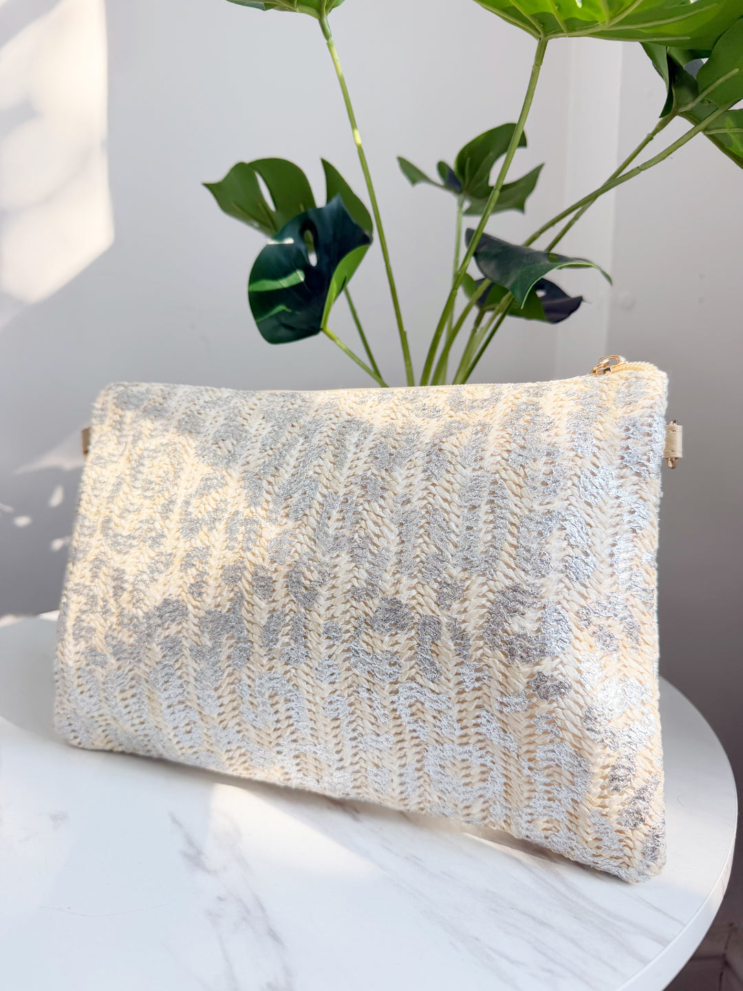Leopard Metallic Bag - Silver