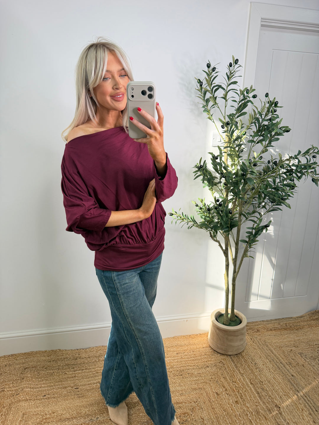 Everyday Slouch Top - Wine