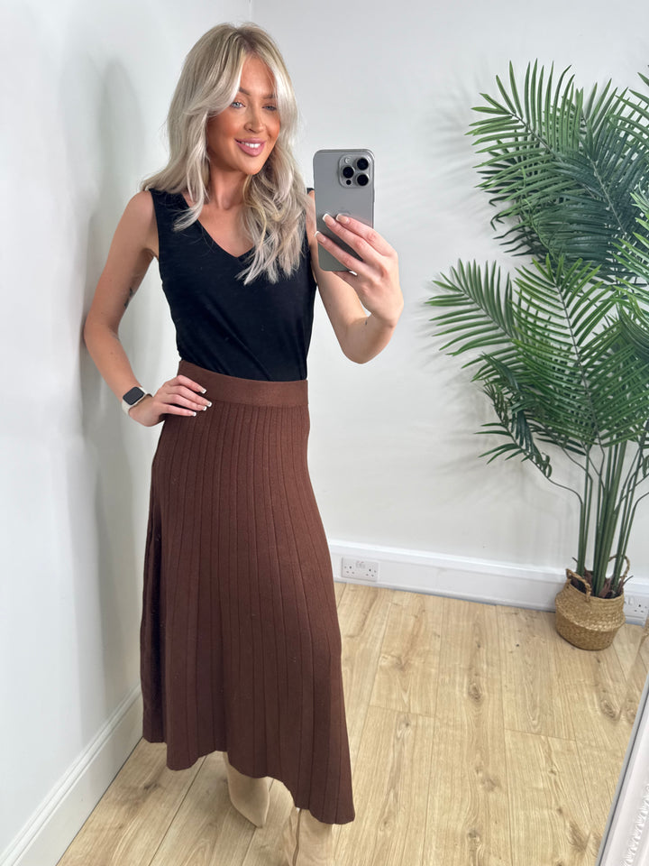 Corie Knitted Skirt - Chocolate