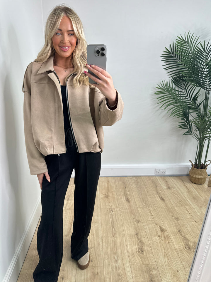 Brianna Suede Bomber - Cream