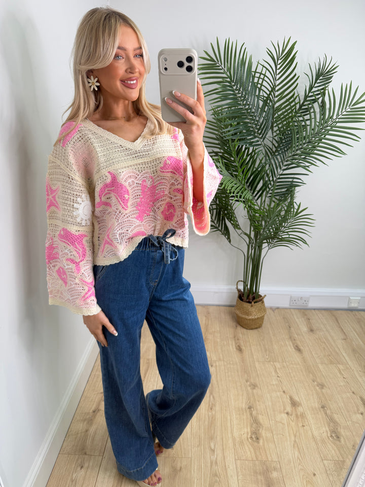 Seashell Crochet Top - Baby Pink