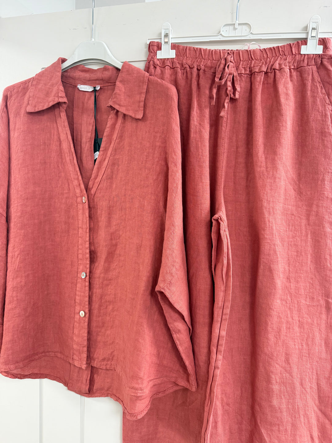 Linen Shirt & Trousers - Brick