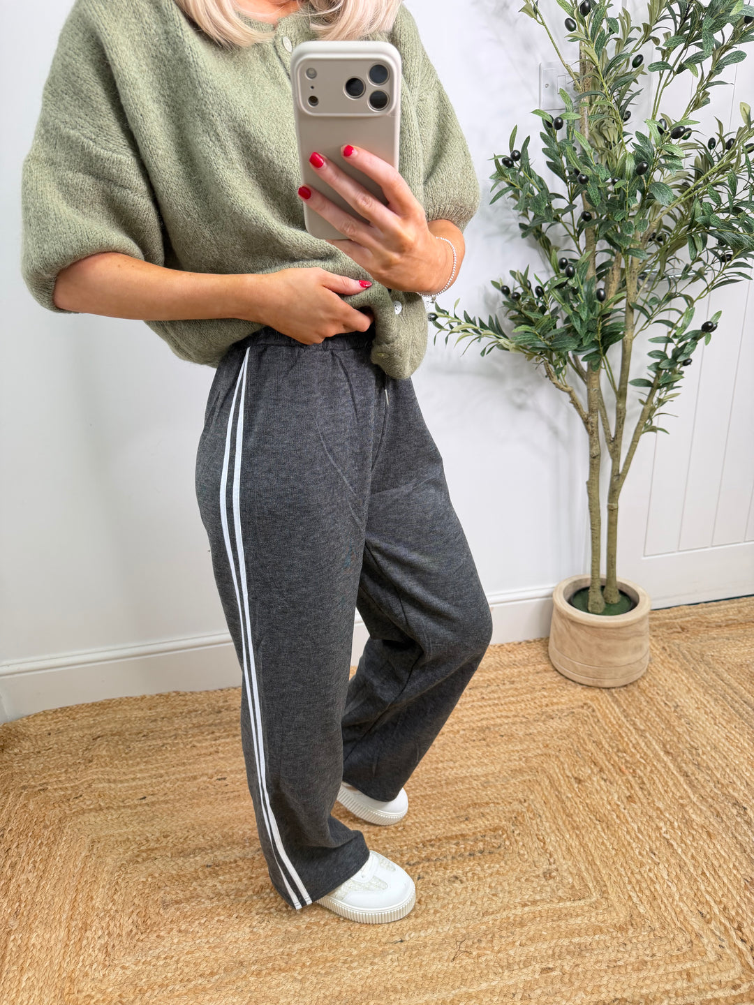 2 Stripe Joggers - Charcoal Grey