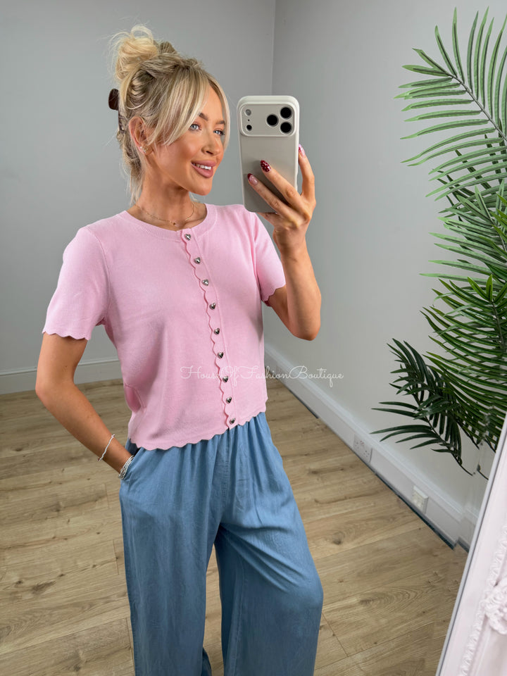 Berrie Heart Cardigan - Pink