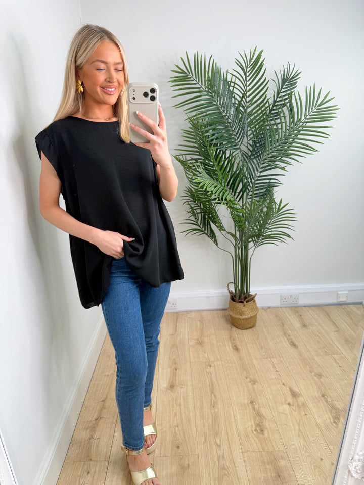 Beatrice Frill Sleeve Top - Black