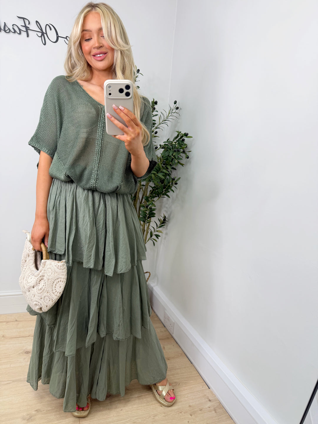 Miranda Ruffle Skirt - Khaki