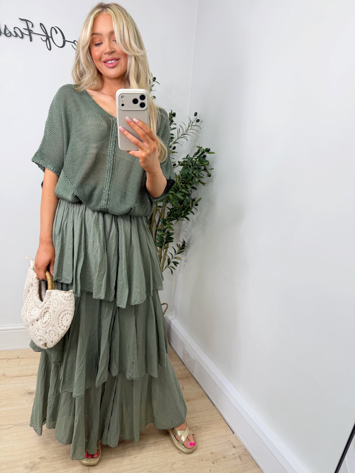Miranda Ruffle Skirt - Khaki