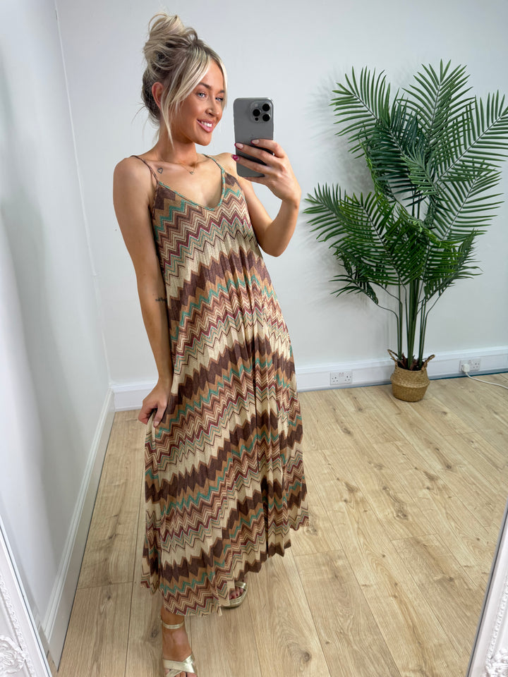 ZigZag Dress - Chocolate & Teal