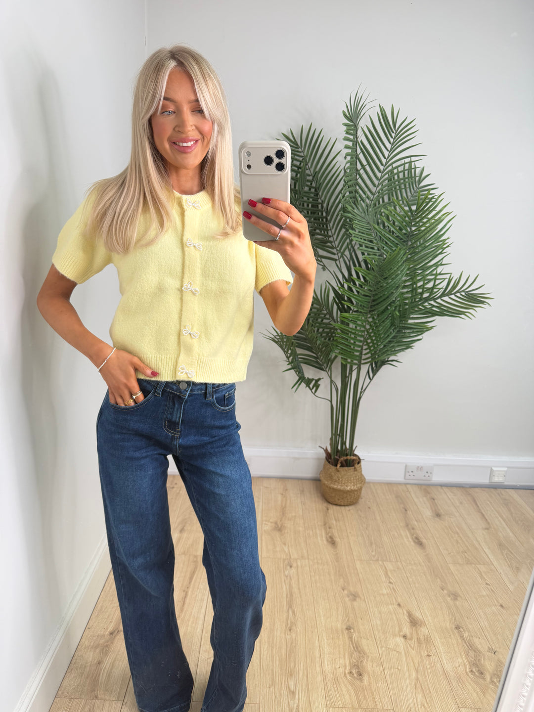 Pearl Bow Knit - Lemon Yellow