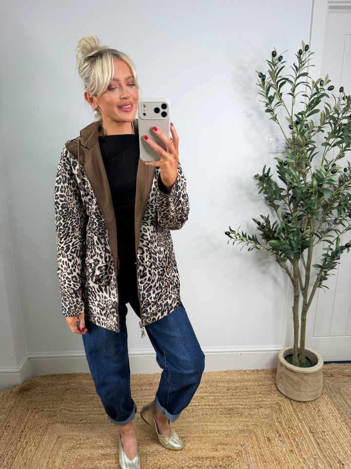 Reversible Leopard Rain Mac - Chocolate