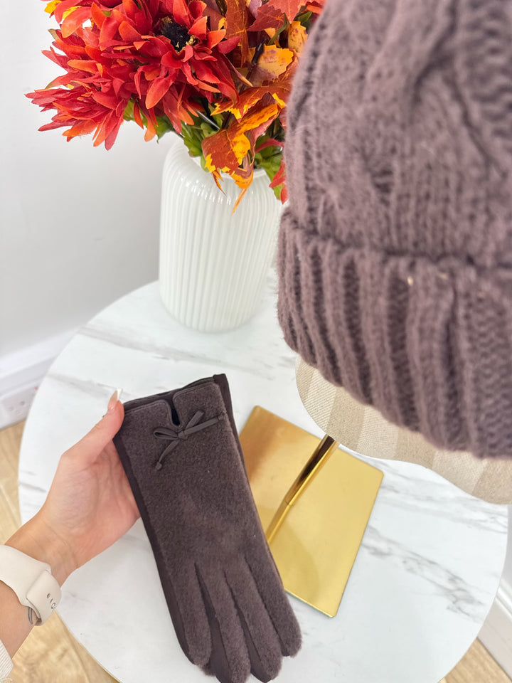 Bow Gloves - Chocolate Mauve
