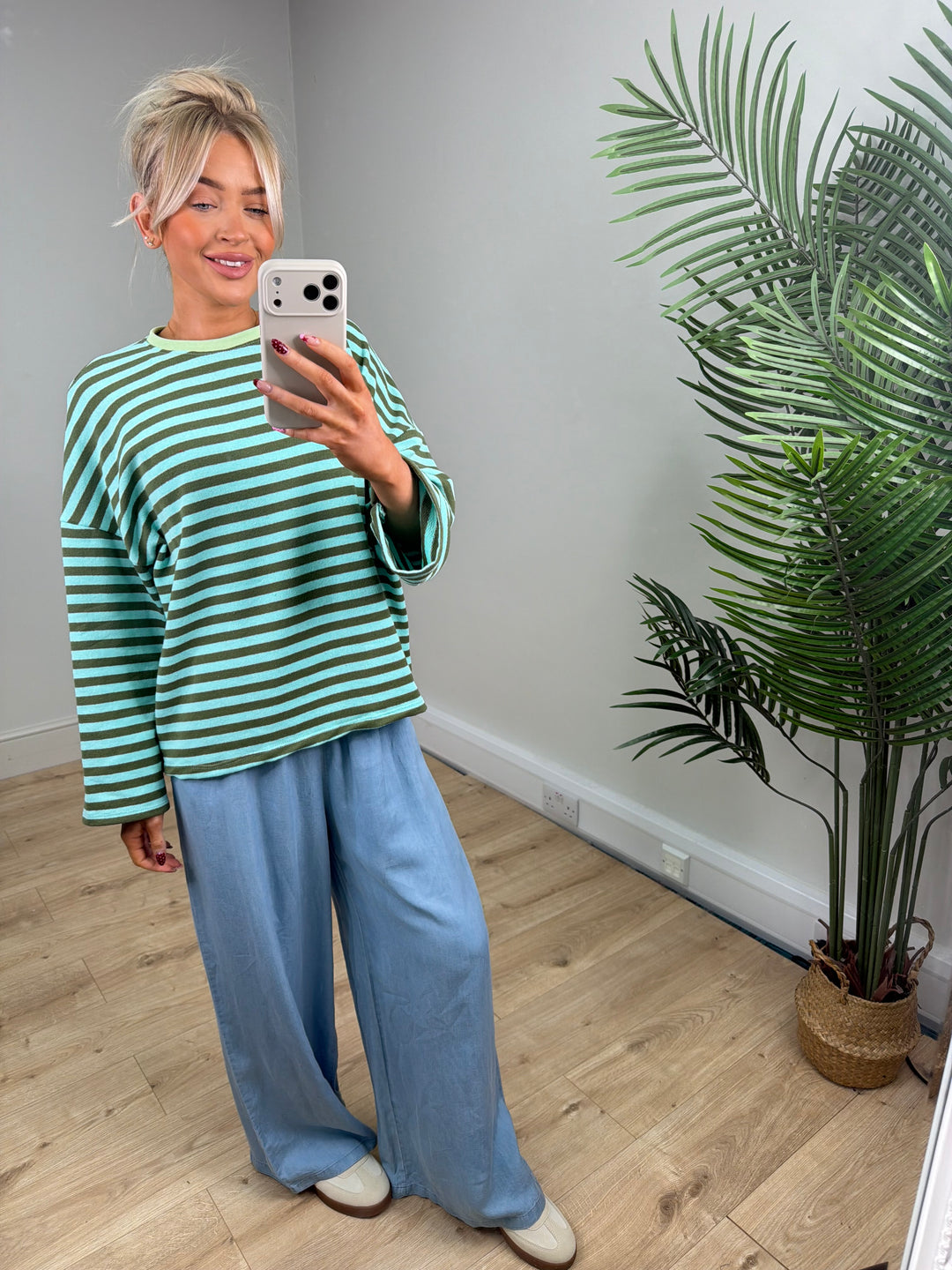 Vera Stripe Sweatshirt - Blue & Green