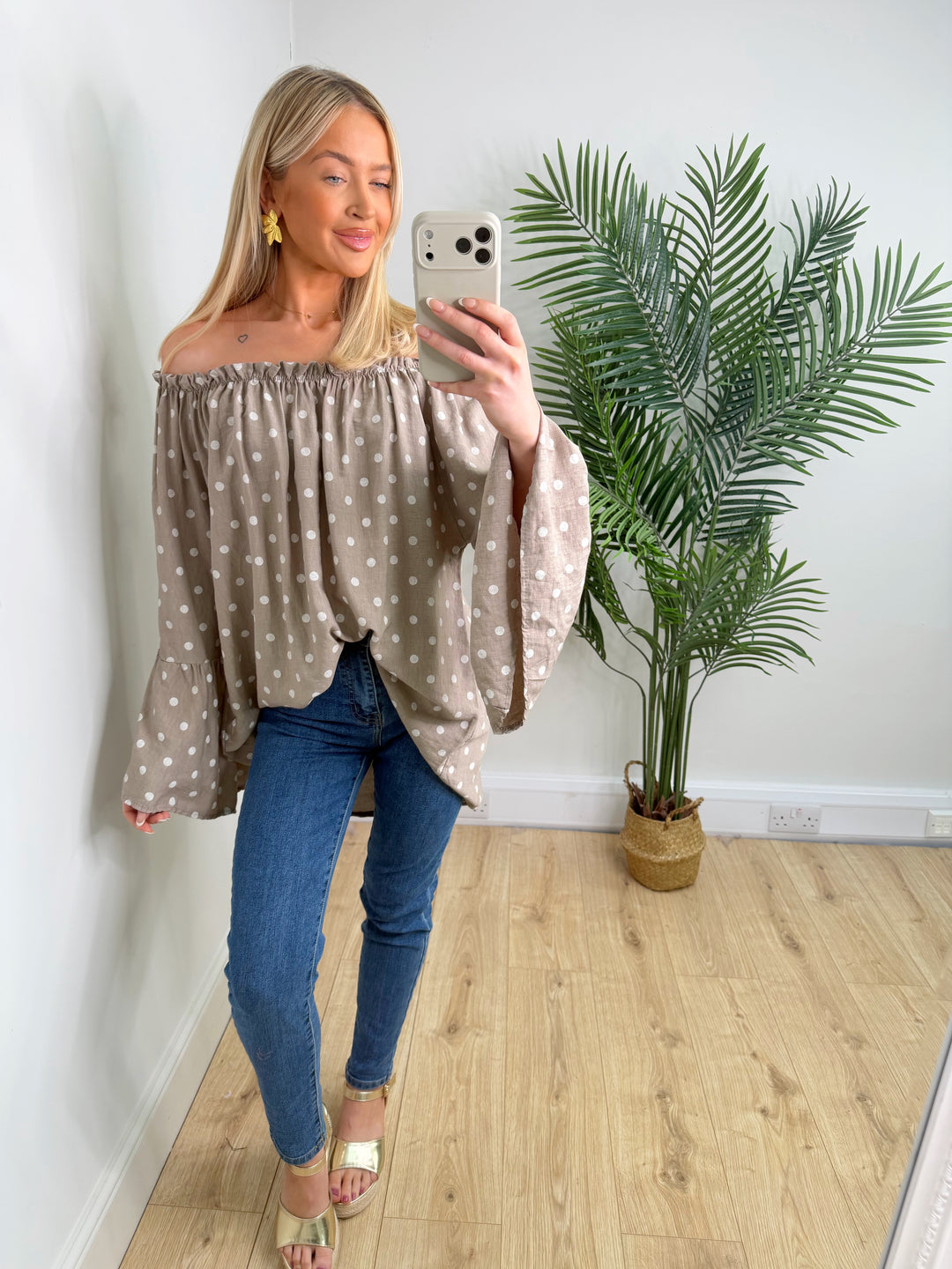 Celine Polka Dot Top - Mocha