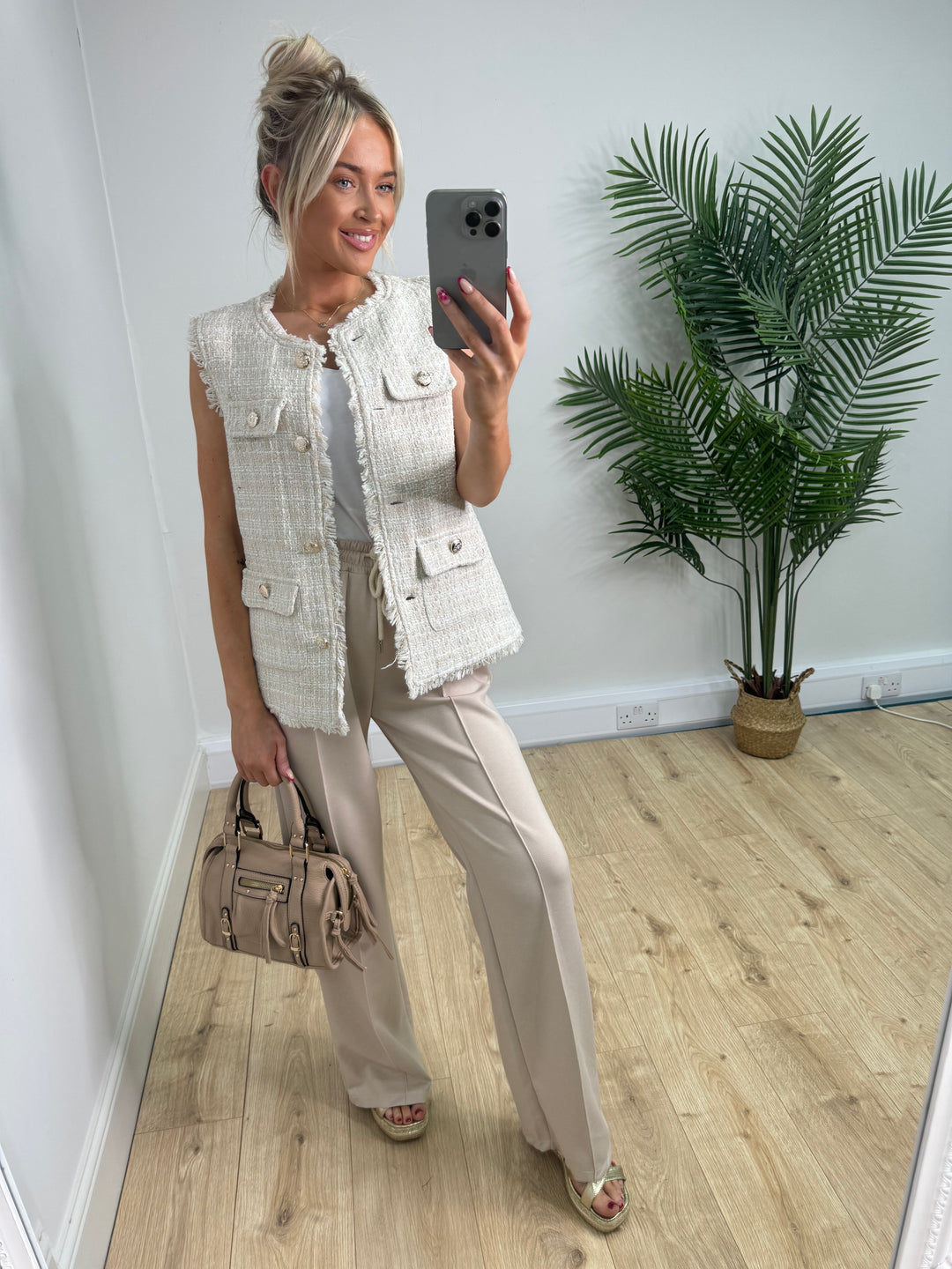 Tweed Waistcoat - Cream