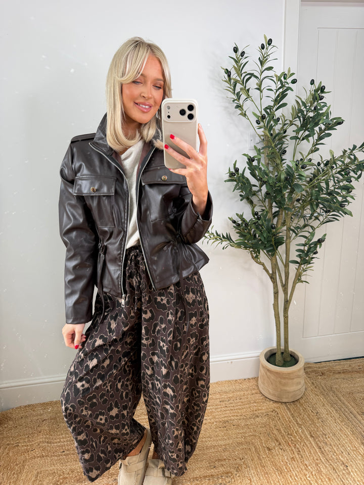 Scarlet PU Jacket - Chocolate
