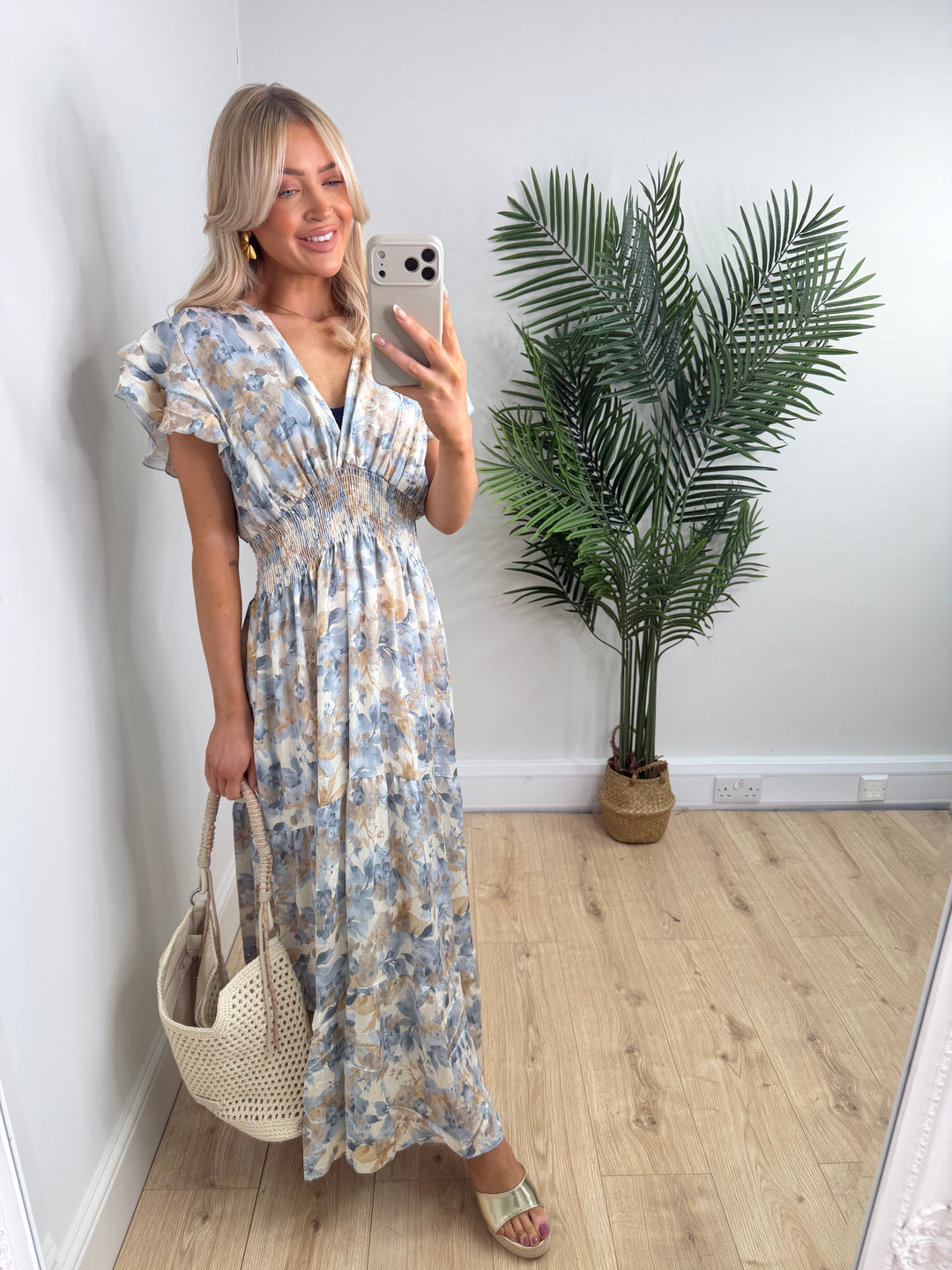 Maddie Dress - Blue & Lemon