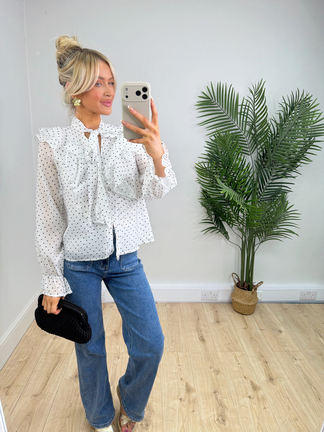 Mary Polka Dot Top - White