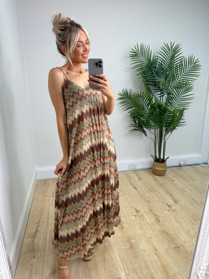 ZigZag Dress - Chocolate & Teal