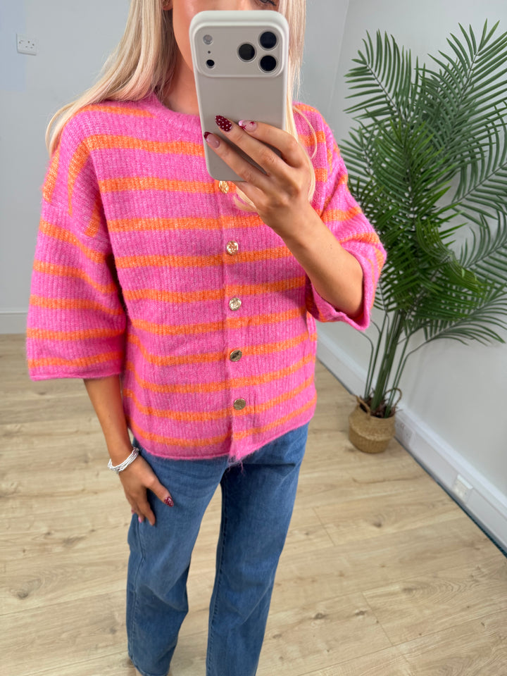 Isabella Cardigan - Pink & Orange