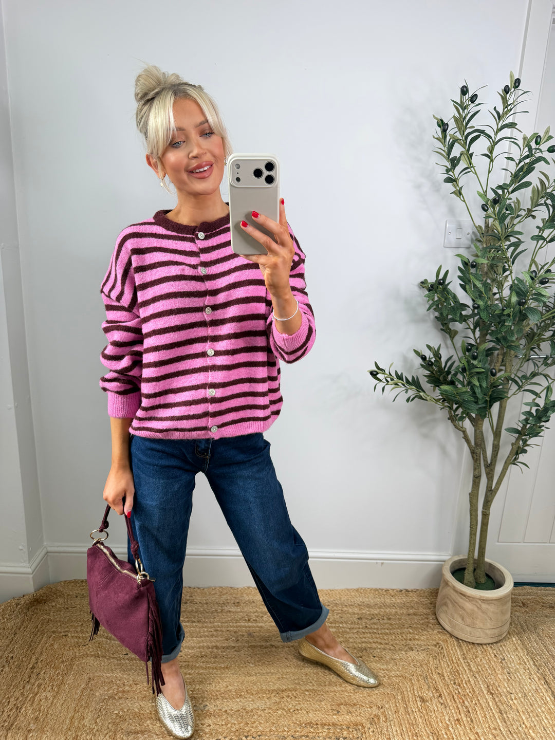 Kassia Cardigan -  Stripe Long Sleeve