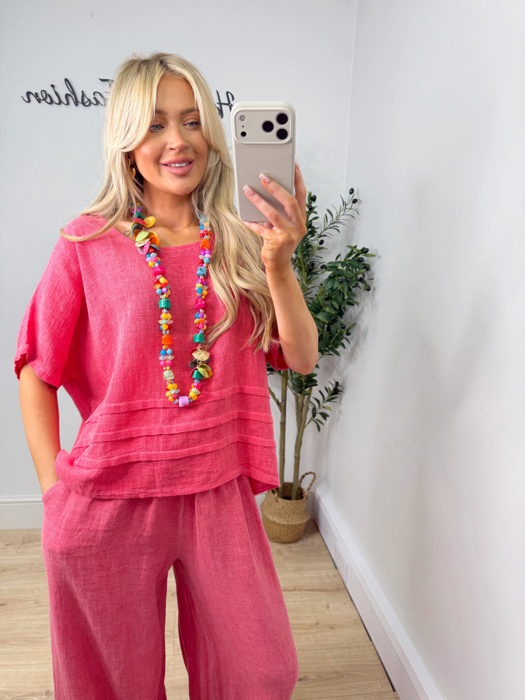 Oslo Ribbed Top - Raspberry Red