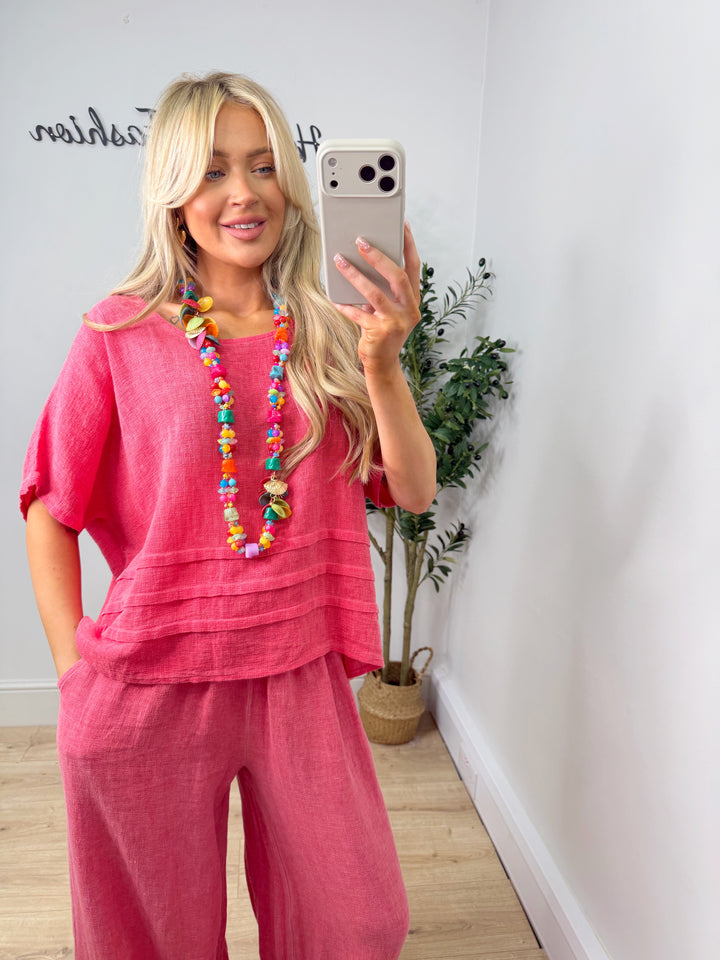 Oslo Ribbed Top - Raspberry Red