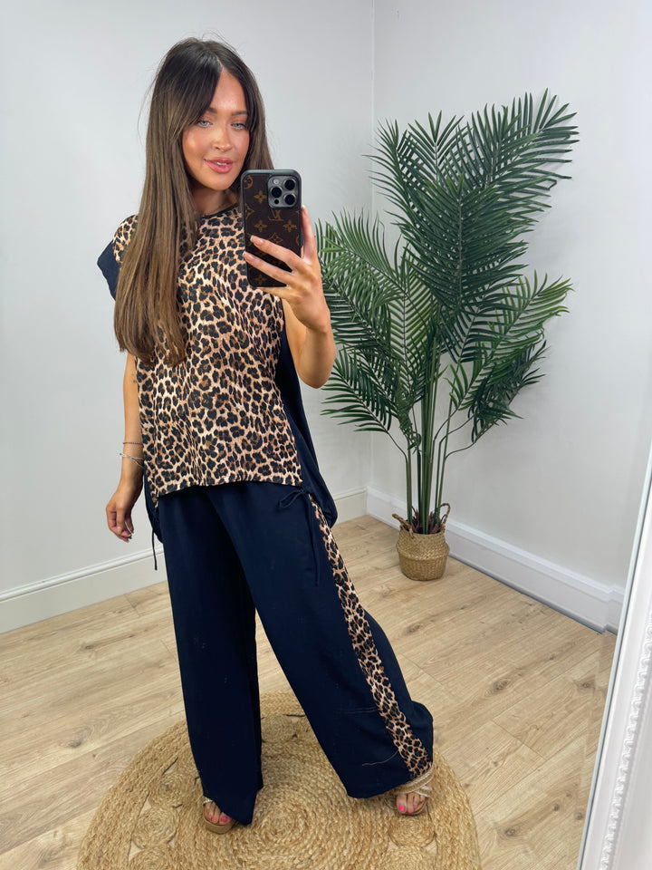 Louisa Leopard Co-ord - Navy