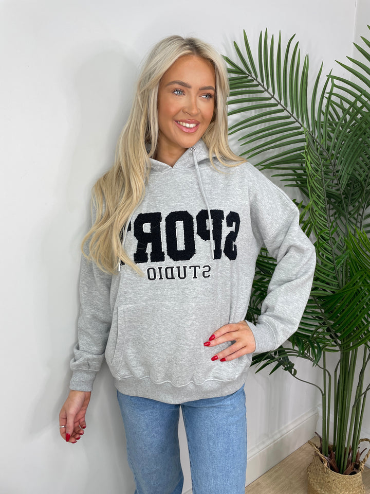 Slogan Sport Hoodie - Grey