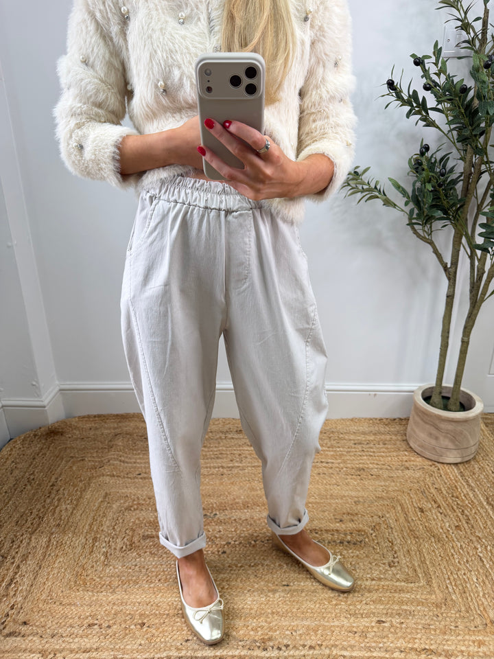 Magic Barrel Acid Wash Trousers - Cream