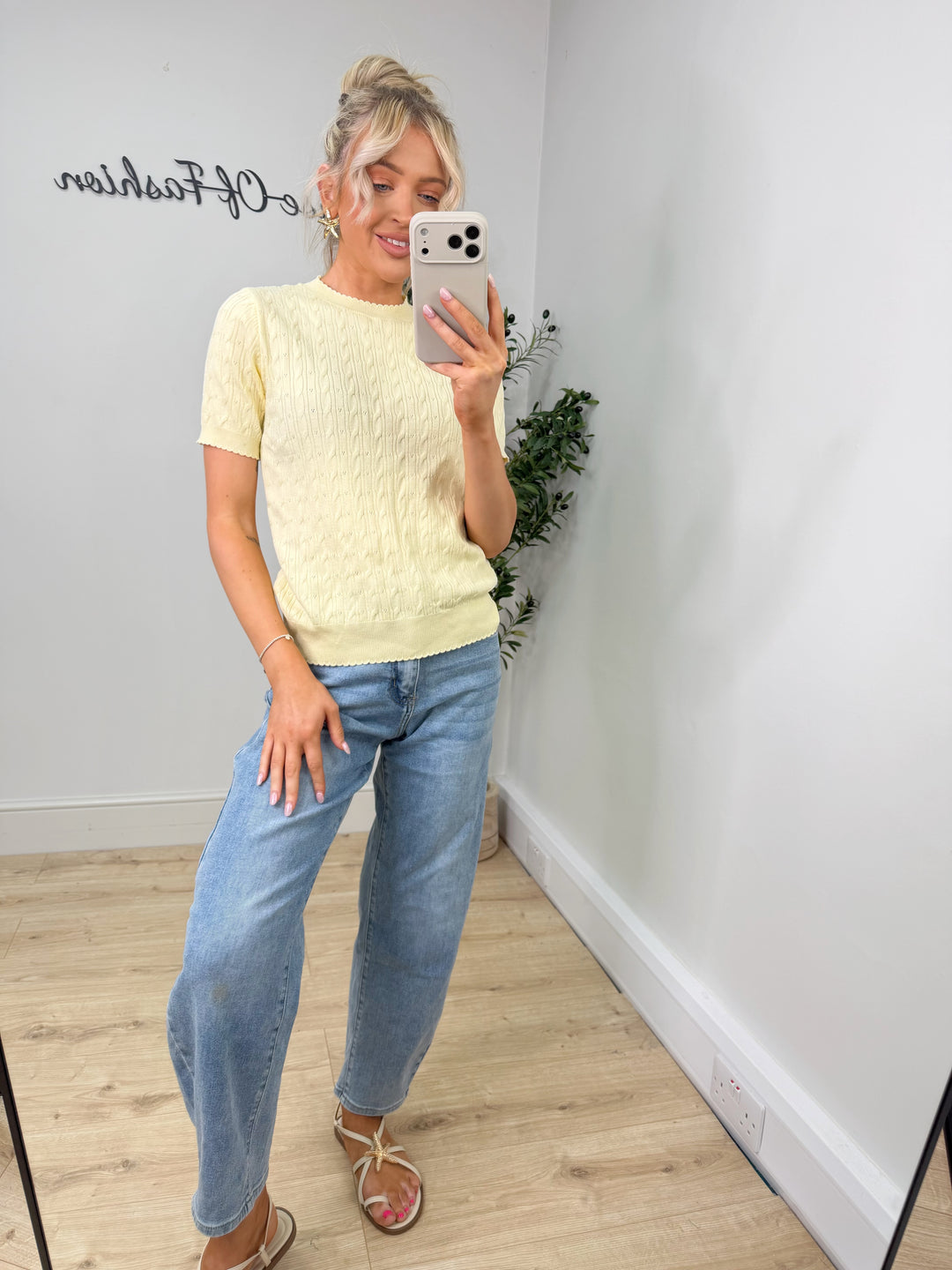 Heart Knit Top - Lemon