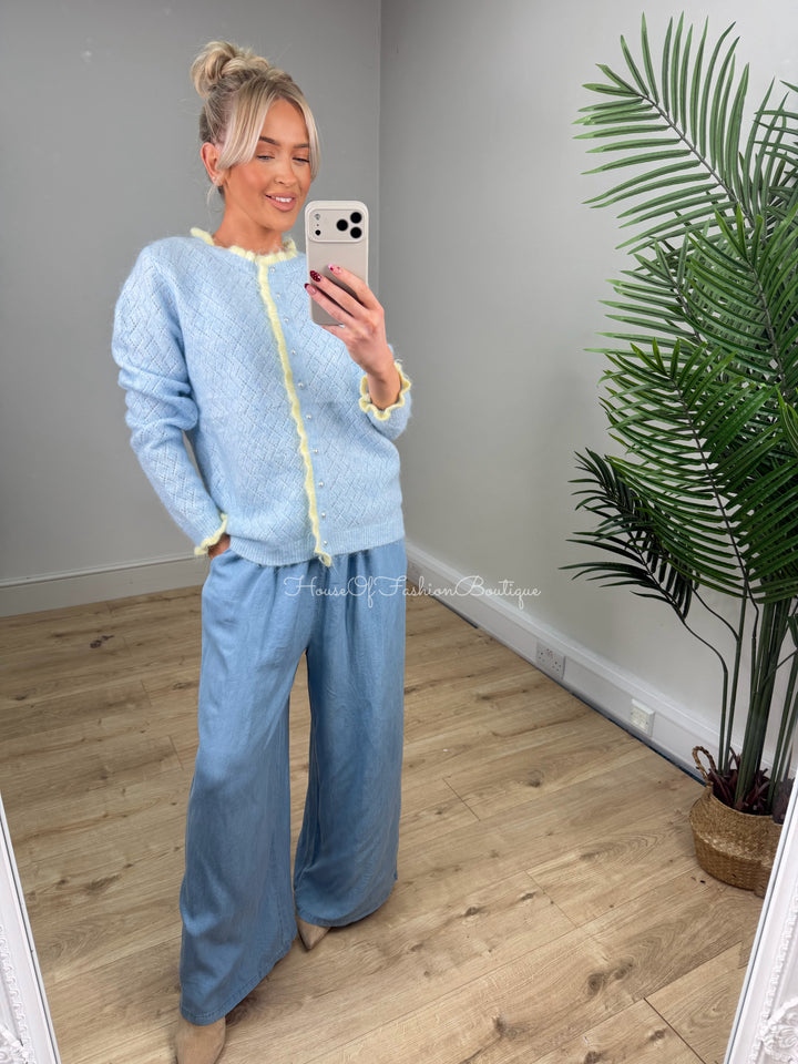 Ashley Cardigan - Baby Blue & Lemon