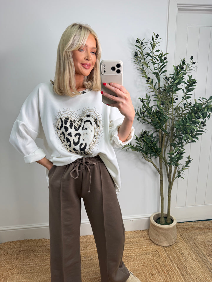 Tillie Heart Sweatshirt - White