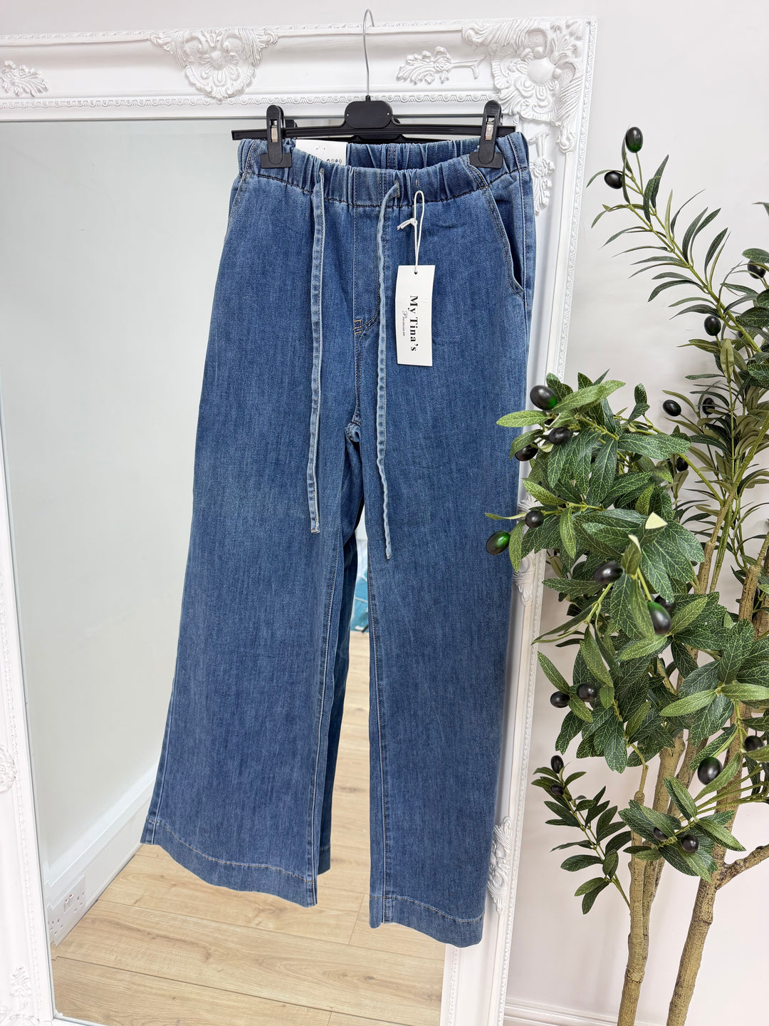 Drawstring Midwash Jeans