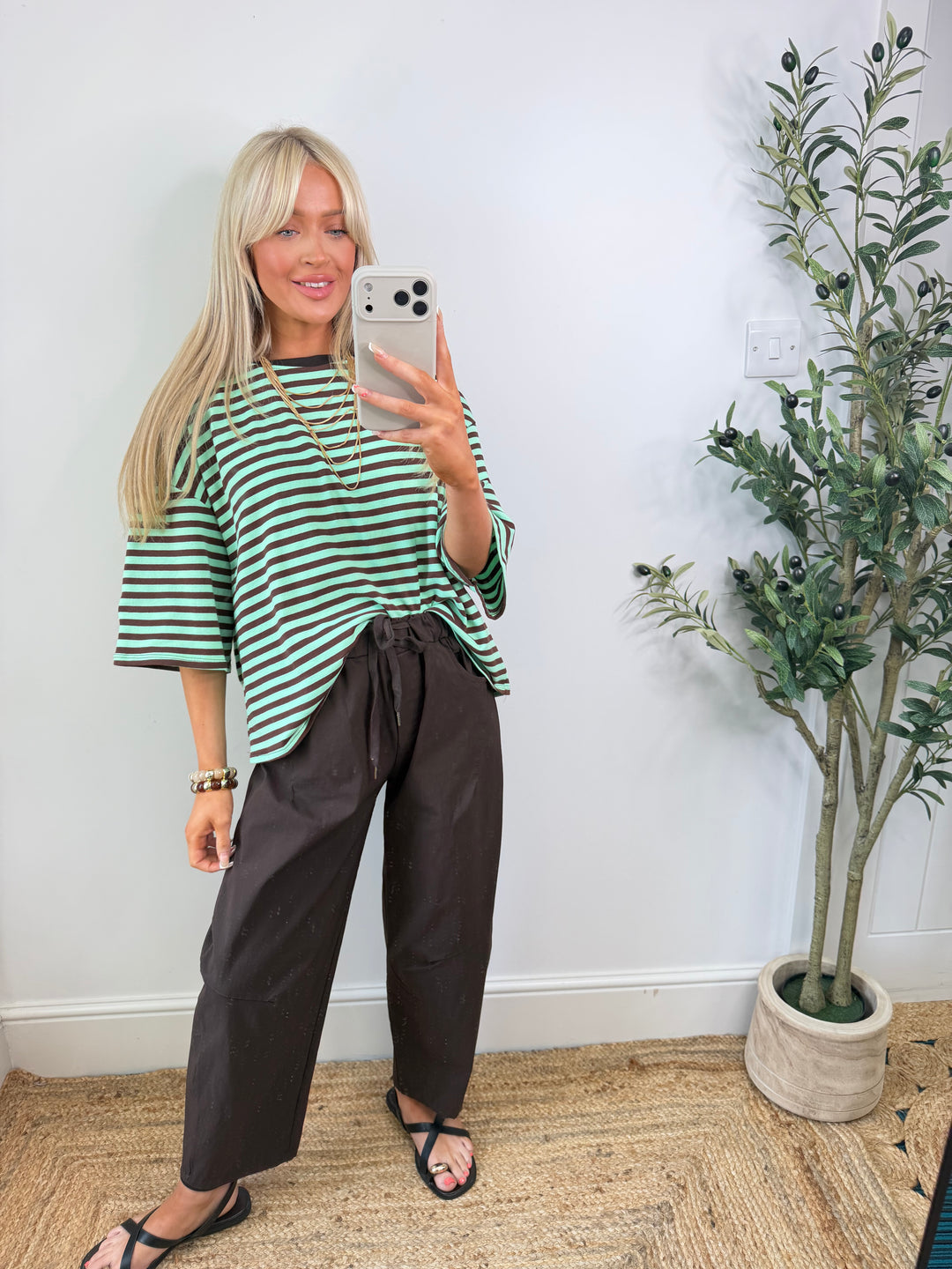 Vincent Stripe Tshirt - Mint & Choc