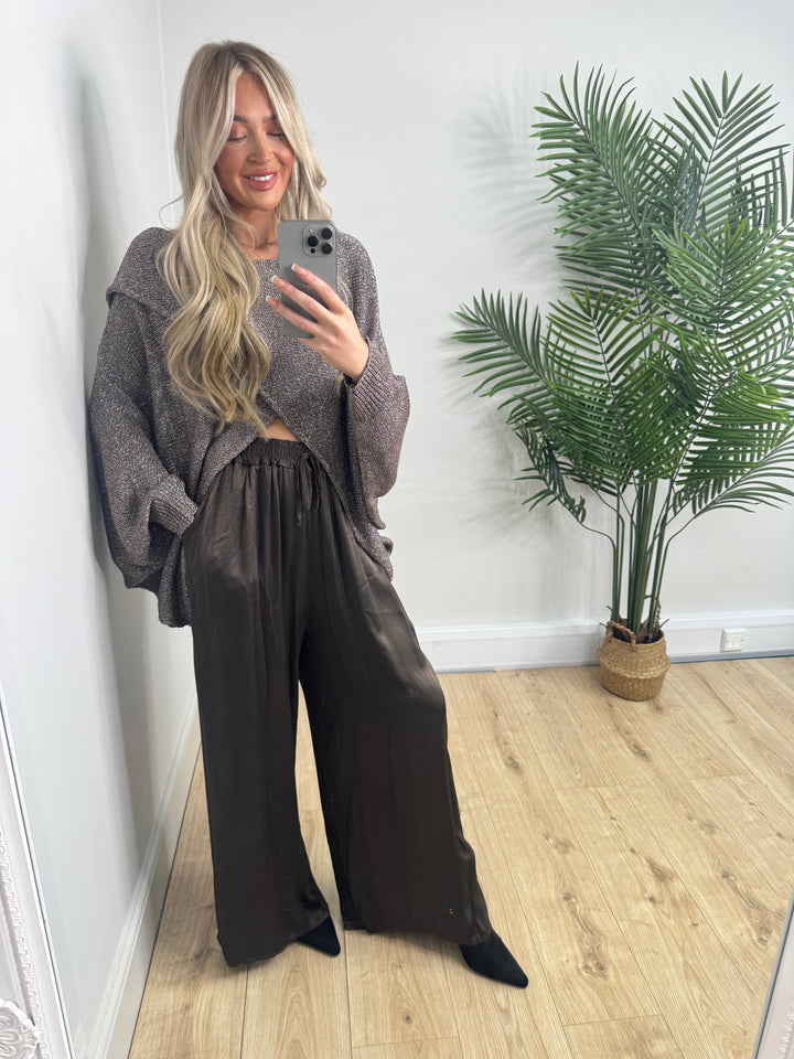 Lurex Cross Top - Pewter