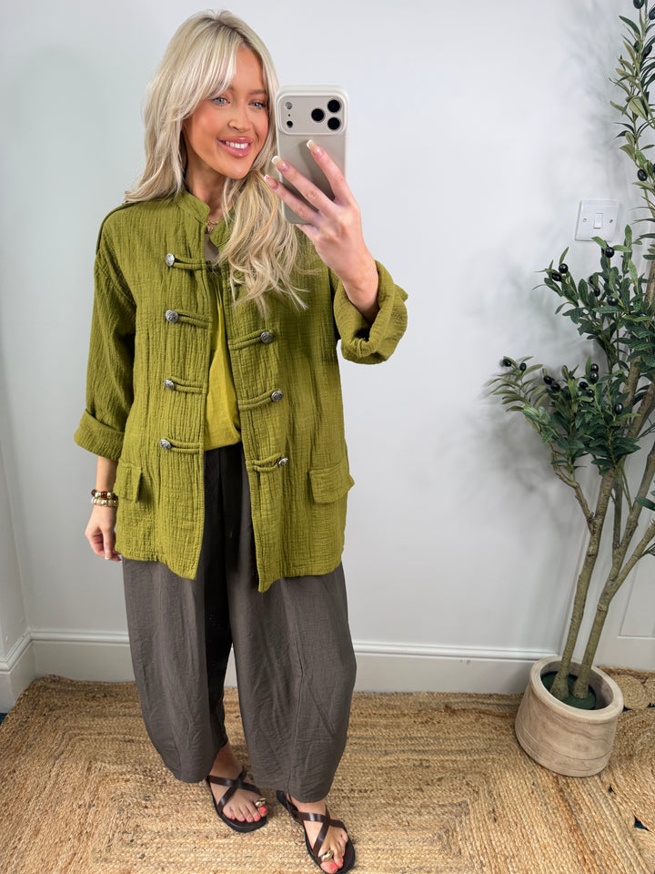 Cheesecloth Military Jacket - Lime