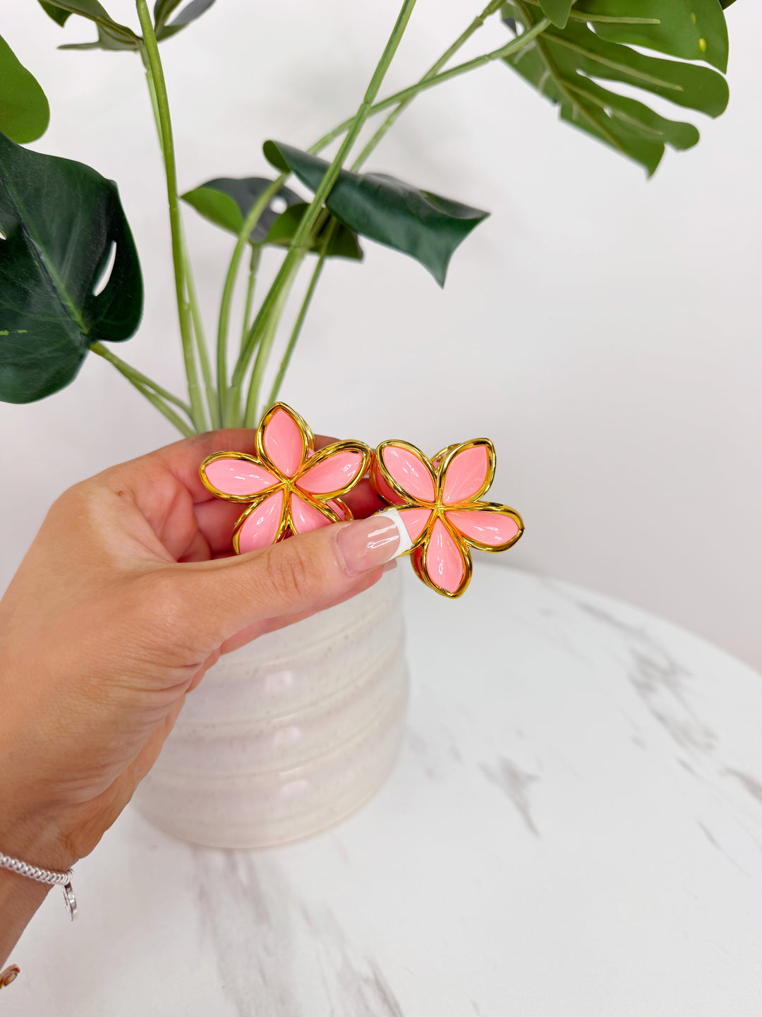 2 Piece Mini Flower Clip - Pink