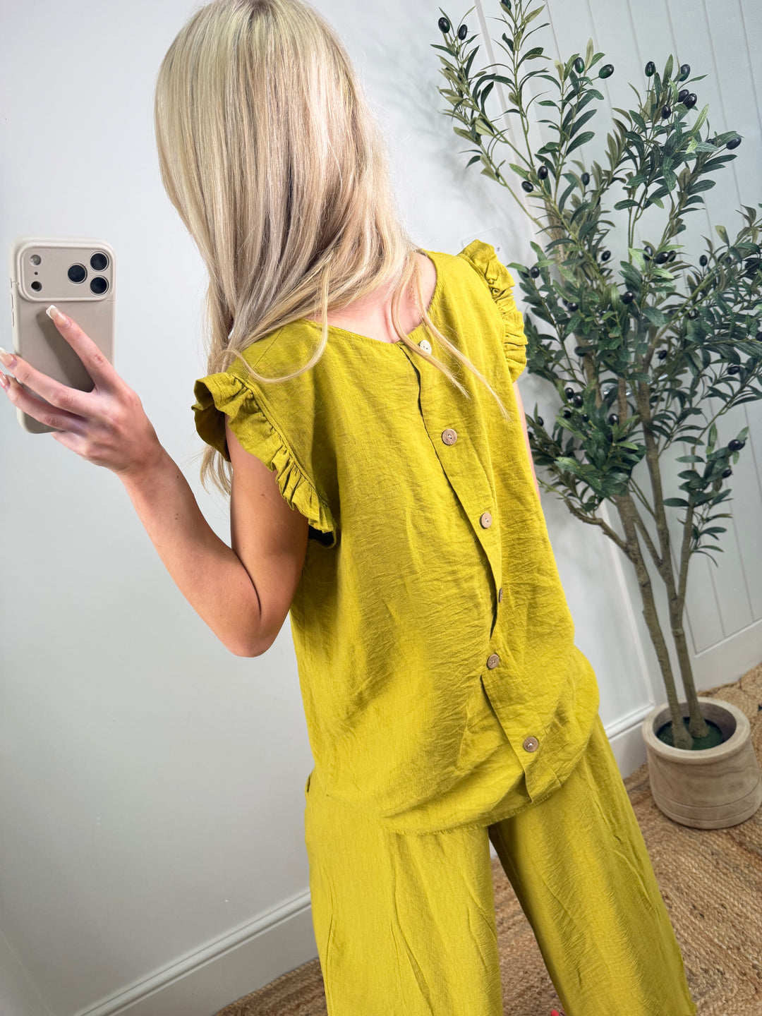 Button Back Top - Lime
