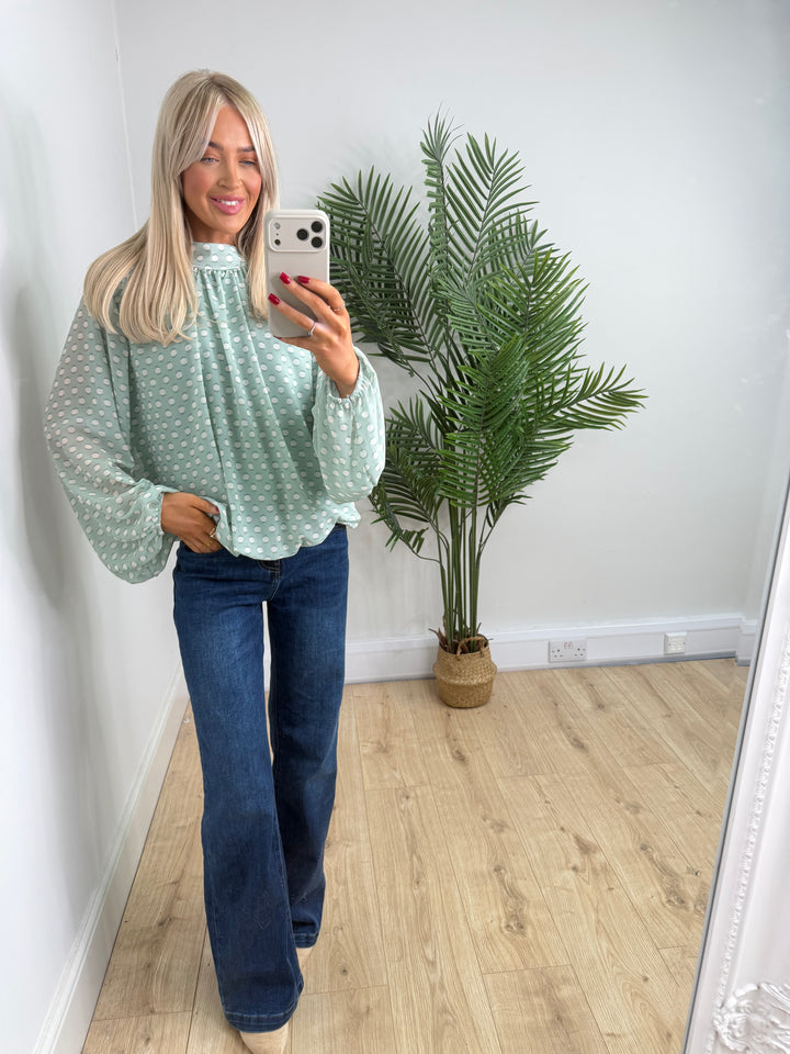 Elle Polka Dot Bubble Hem - Mint
