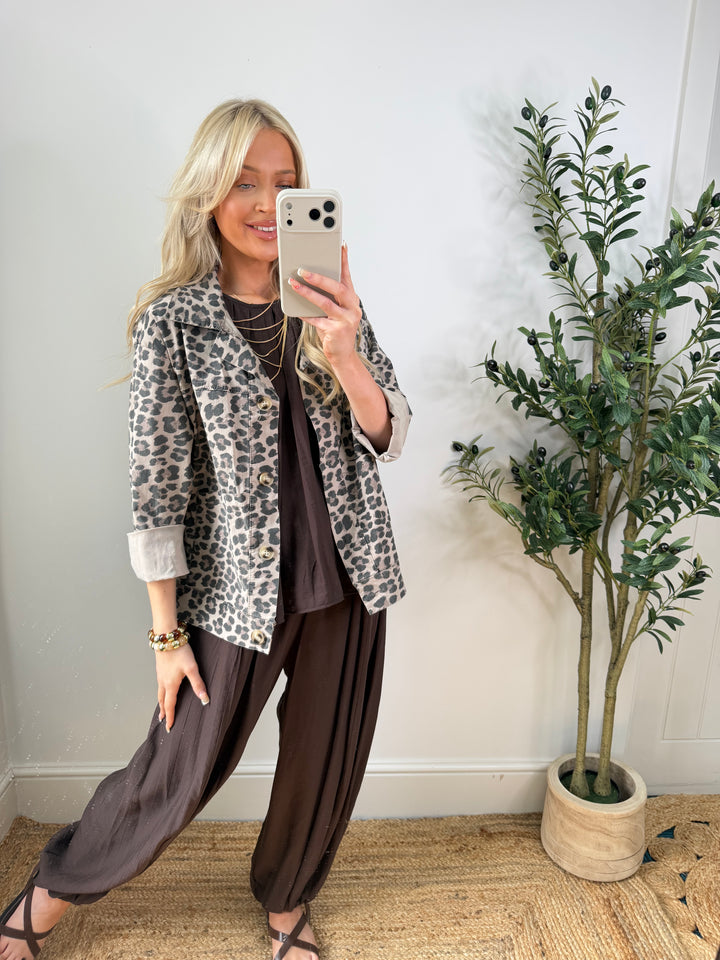 Lucie Leopard Magic Jacket - Mocha